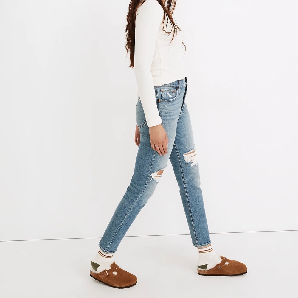 ❤️ Madewell The Perfect High Waist Ripped Vintage Jeans Denman Wash - Picture 3 of 11